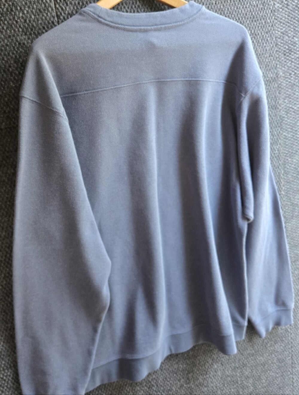 Vintage 90s L.L. Bean Waffle Knit Men's Crewneck Preppy Sweashirt In Dusty Blue - Picture 2 of 8